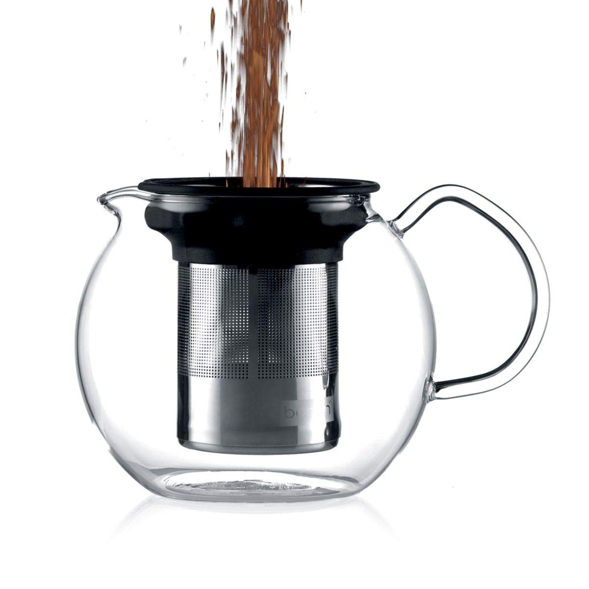 Bodum ASSAM Tea Press, Permanent Filter, Glass Handle, 1.5 L/51 oz) - Shiny, Stainless Steel Single