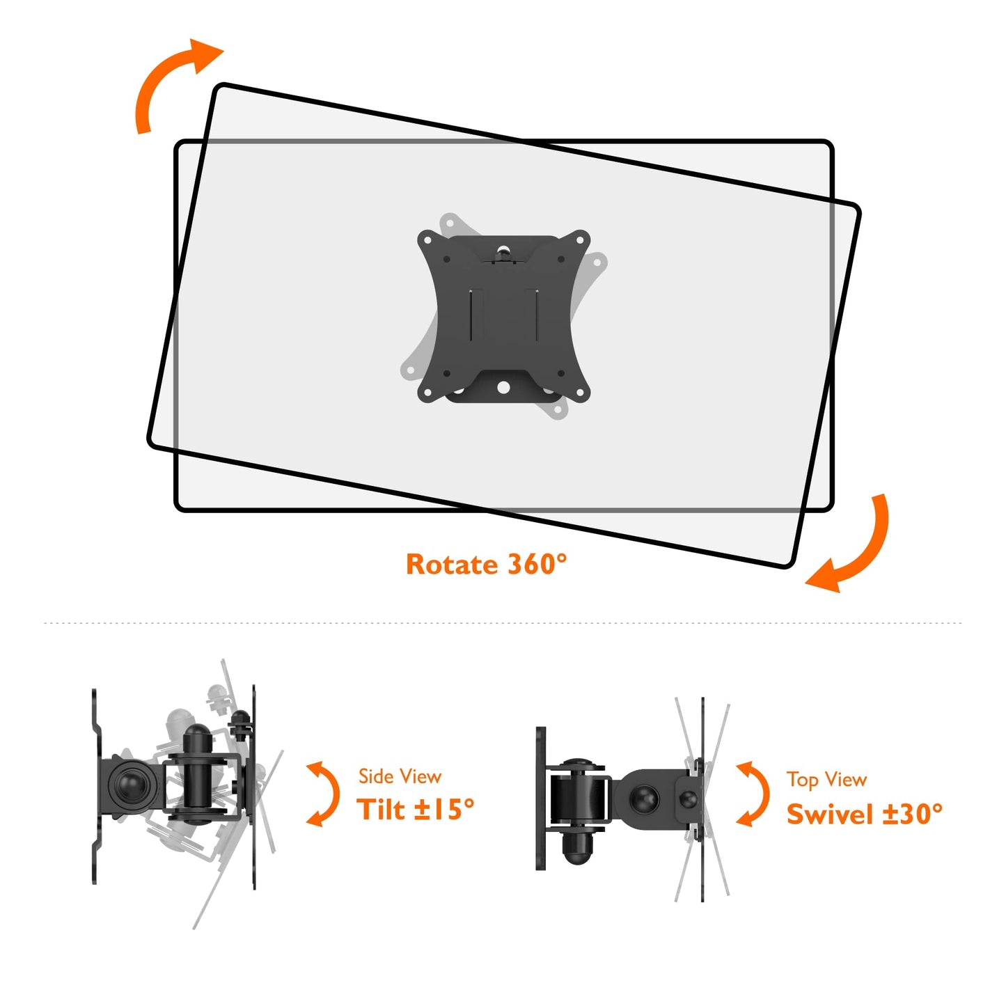 BONTEC TV Wall Mount Bracket for Most 13-30 inch LCD LED Screens, Swivel and Tilt Monitor Wall Mount up to 25kg, Full Motion Monitor Wall Bracket with VESA 75/100mm