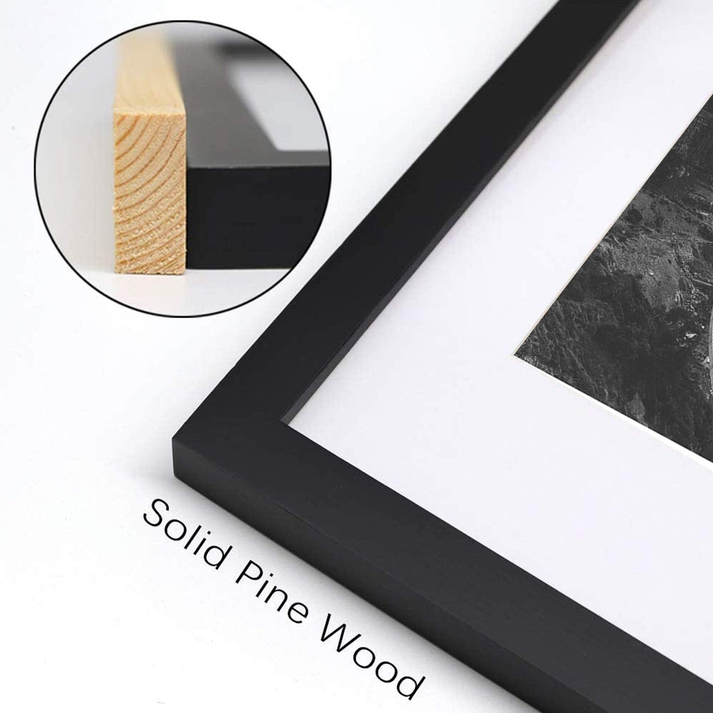 SILD A2 Poster Frame - Solid Wood Frames Black Picture Frame A2 with Mount for A3 Frame 1 Pack A2 Black