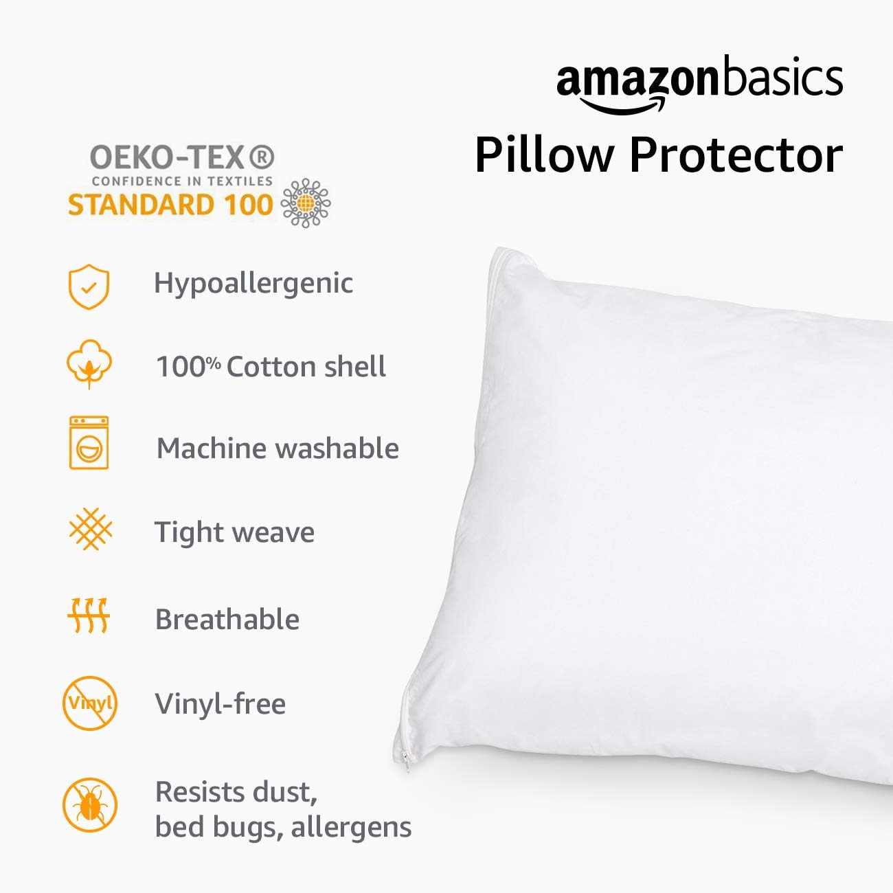 Amazon Basics King, Cotton, White, Pillows Not Included