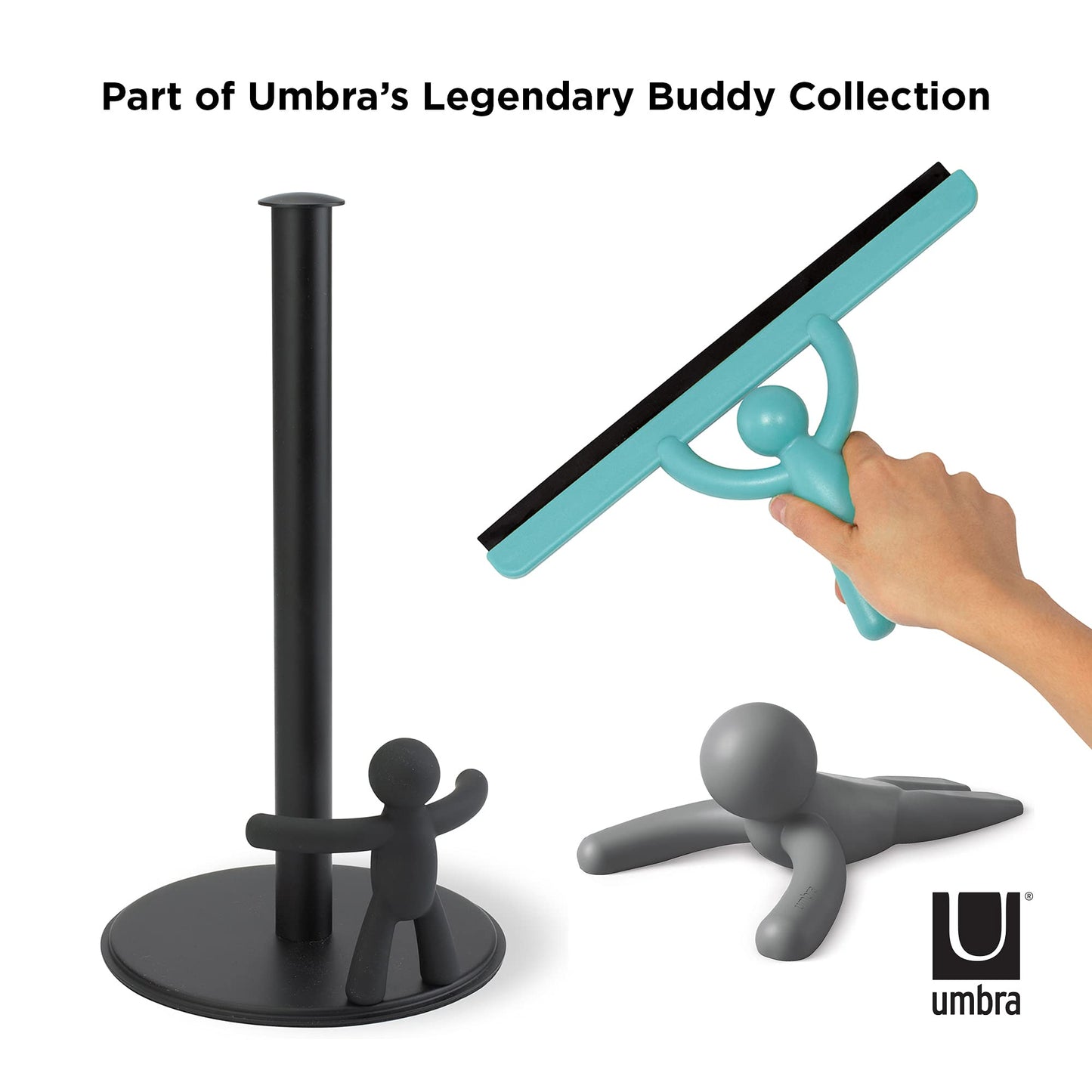 Umbra Buddy Counter Top Paper Towel Holder, Black, 11 x 3.5" Black New Single