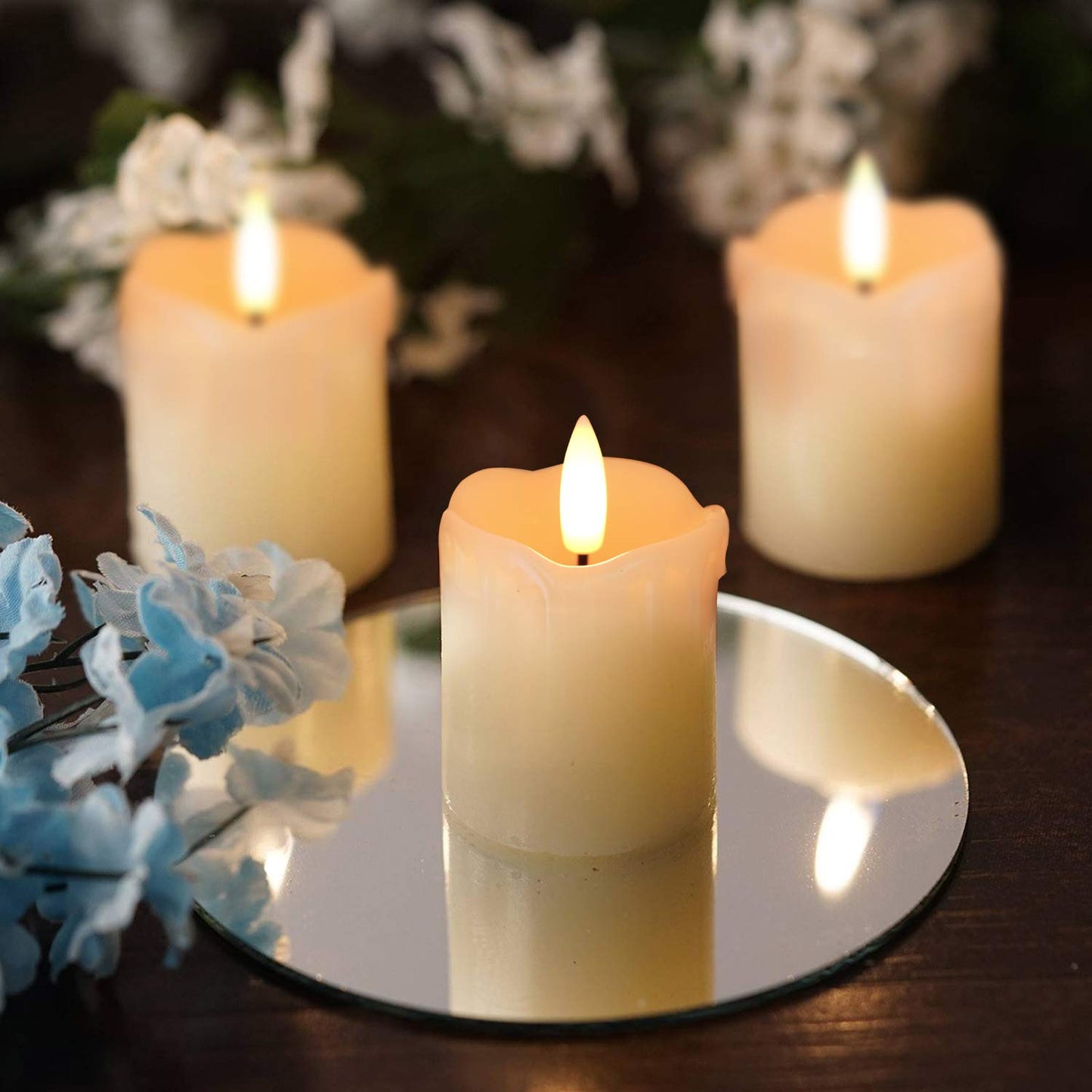 Homemory Battery Operated Tea Light Candles with Timer, 5X5CM Real Wax,300+Hour Realistic Black Wick Battery Operated Candles, Set of 6 for Wedding, Party and Holiday Decoration,Battery Included Warm White Timer Tealights