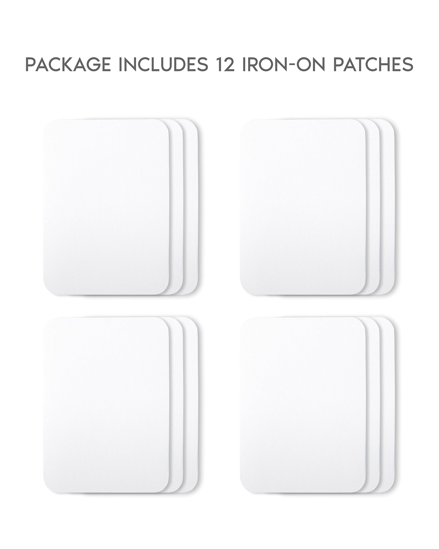 ZEFFFKA Premium Quality Fabric Iron-on Patches Inside & Outside Strongest Glue 100% Cotton White Repair Decorating Kit 12 Pieces Size 3" by 4-1/4" (7.5 cm x 10.5 cm)