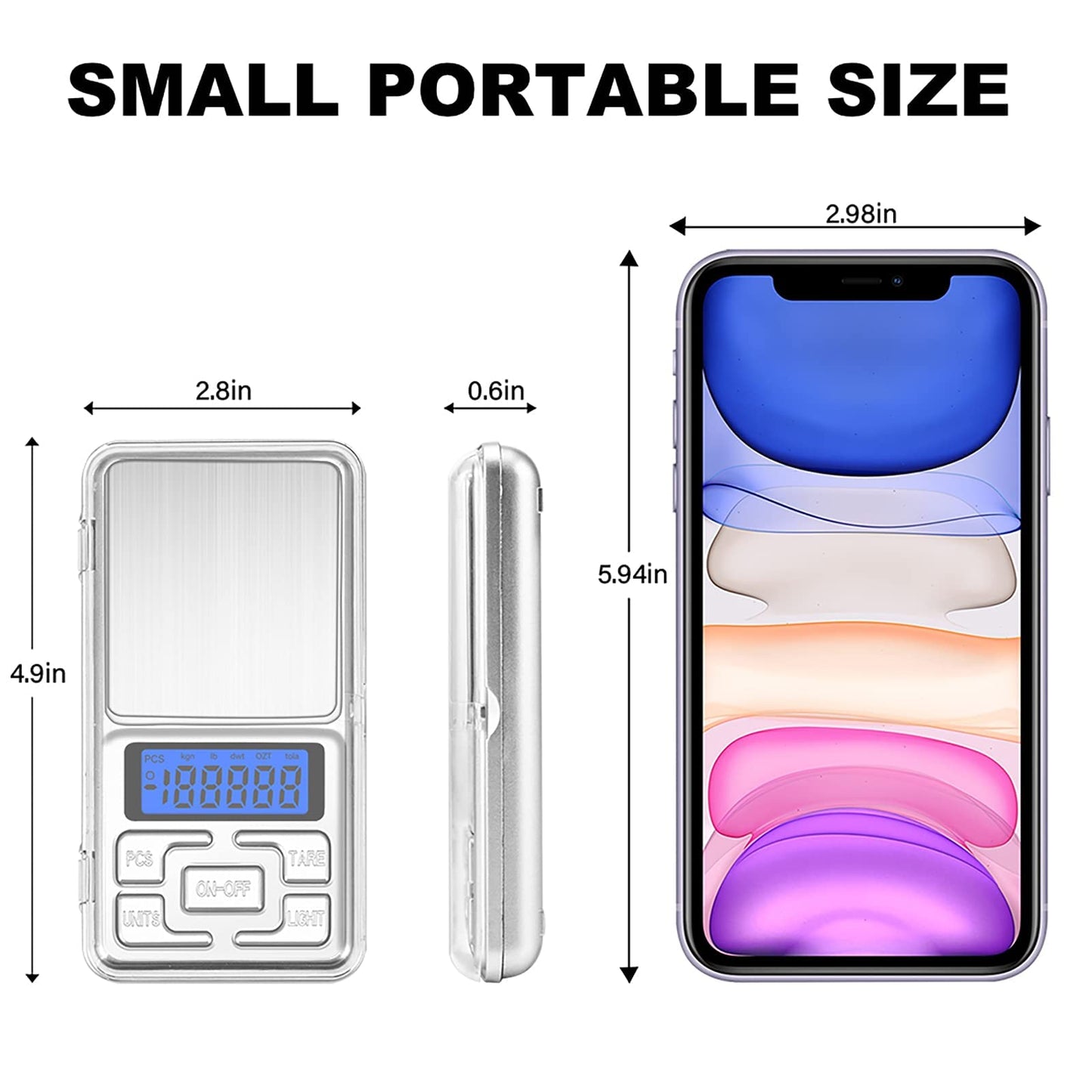 Portable Digital Weighing Scale 0.01g x 200g Precise Mini Pocket Scale For Gold Jewellery Collectibles Food Herbs and Coffee with Back-Lit LCD Display 12X6