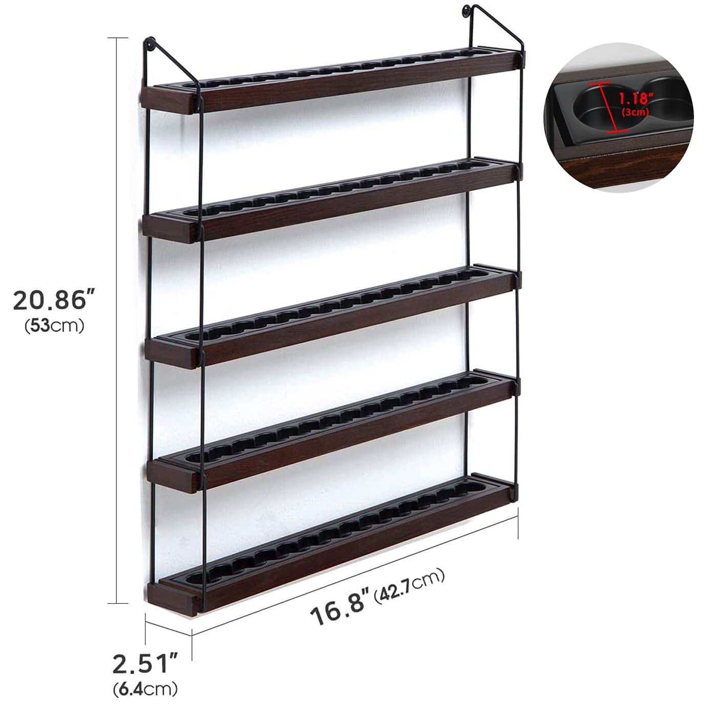 JackCubeDesign Wall Mount Wood Essential Oil Shelf (5 Tier) : MK482A 5 Tier