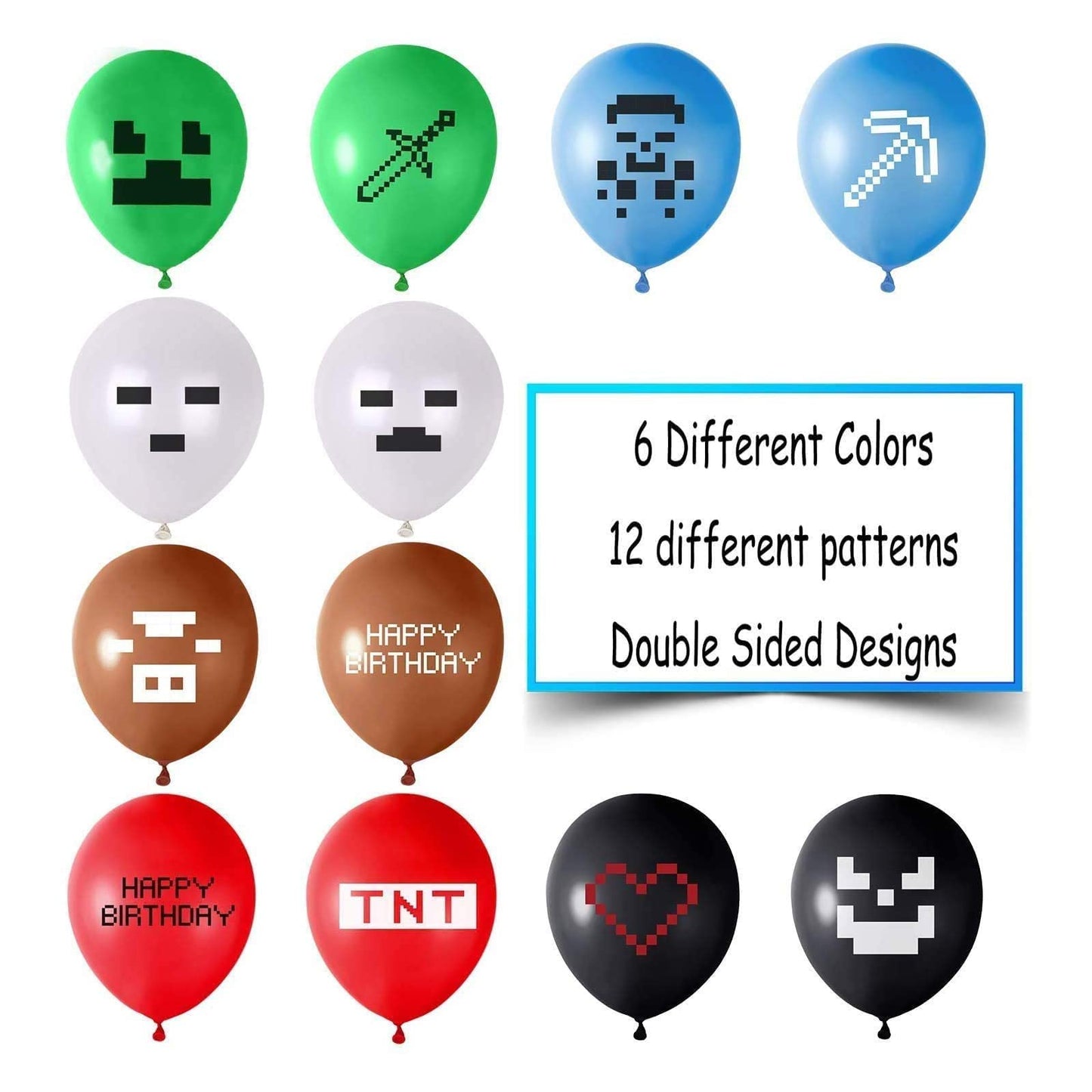 LUCOBE minecraft birthday decorations Gaming Theme Party Supplies- Including Happy Birthday Banner, Gaming Birthday Balloons for birthday boy