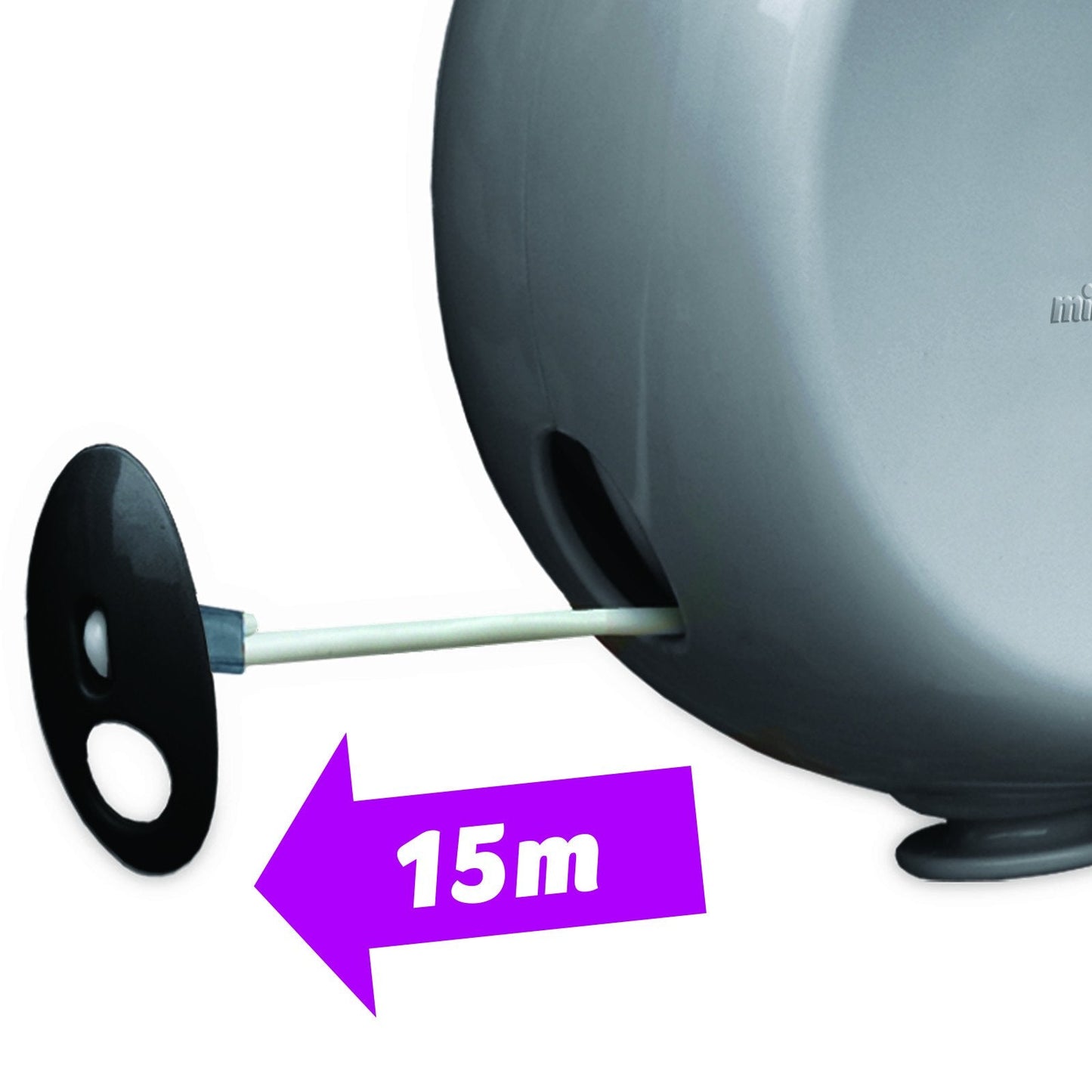 Minky VT20500103 Retractable Reel Washing Line with 15 m of Drying Space, Grey 1x15 m Single