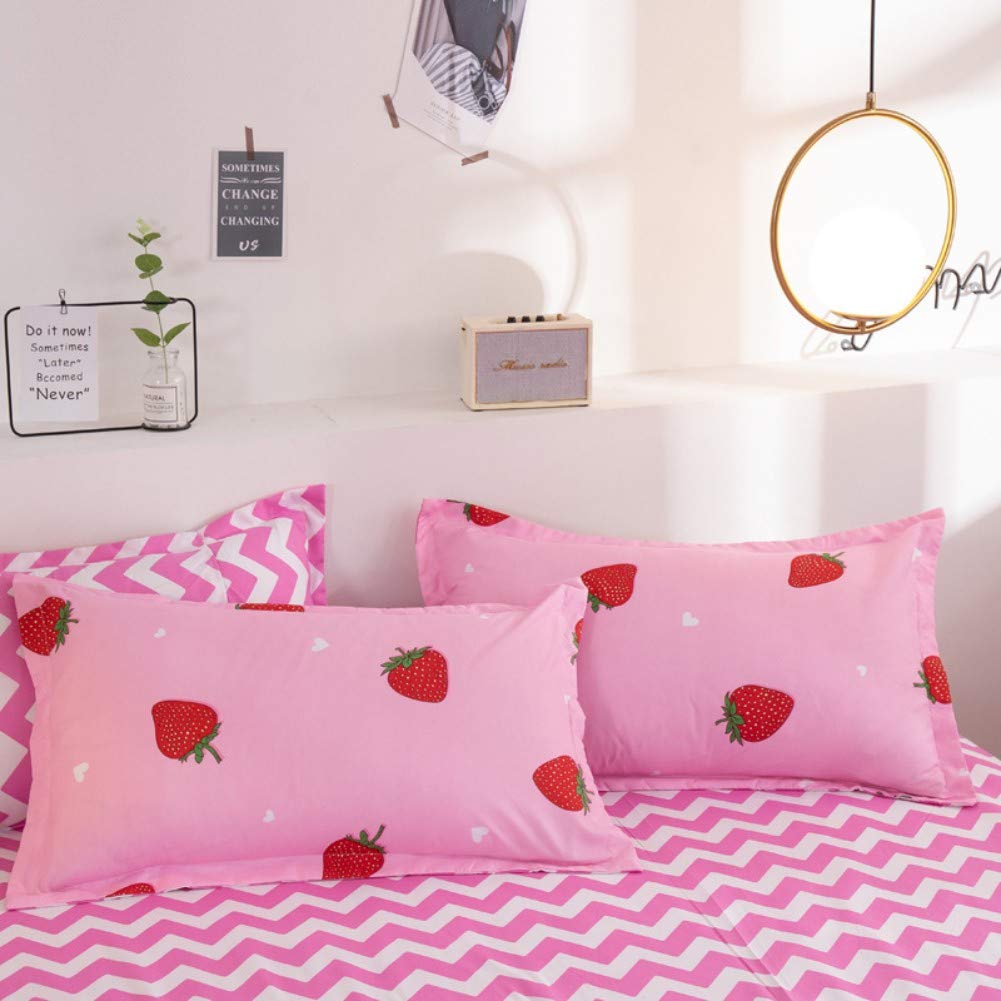 Strawberry Bedding Duvet Cover Set Double Bedding for Kids Girls Bedding Set Cute Comforter Cover with 2 Pillowcases Tropical Fruit Bedding Cover Microfiber Kawaii Bedding Zipper 3 Pieces Pink Red