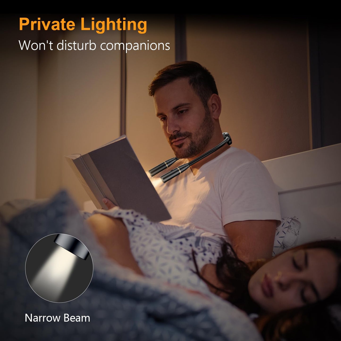 Gritin Neck Reading Light Rechargeable, Book Light Lamp for Reading in Bed, 3 Colors Eye-Protecting Modes, USB C Rechargeable, 80+ Hrs Runtime, Comfortable & Flexible Ergonomic Neck Round Design Black