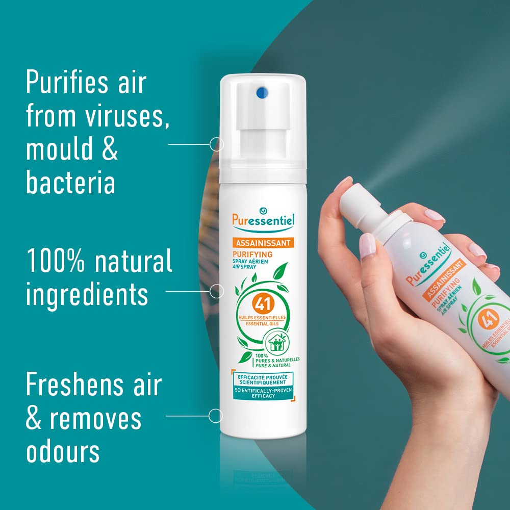 Puressentiel Purifying Air Spray 75 ml - 100% Natural Room Spray - Air Freshener - Odour Eliminator - Organic Essential Oils - For Your Home, Car & Office - Propellant gas and aerosol free