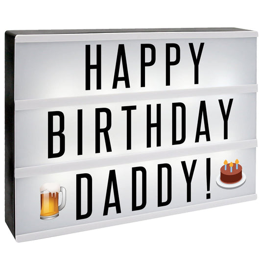 A4 Cinematic Lightbox | Includes 205 Letters & Emoji | Illuminated Light Up Box Sign | Battery or USB Powered | Party Decoration | Message Box | Pukkr White