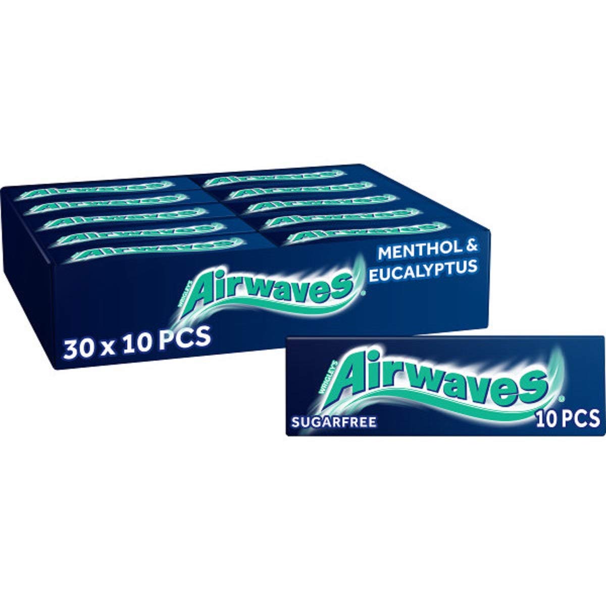 Airwaves Sugarfree Chewing Gum, with Menthol Freshness, 30 Packs of 10 Pieces. single Menthol & Eucalytptus 420 g (Pack of 1)