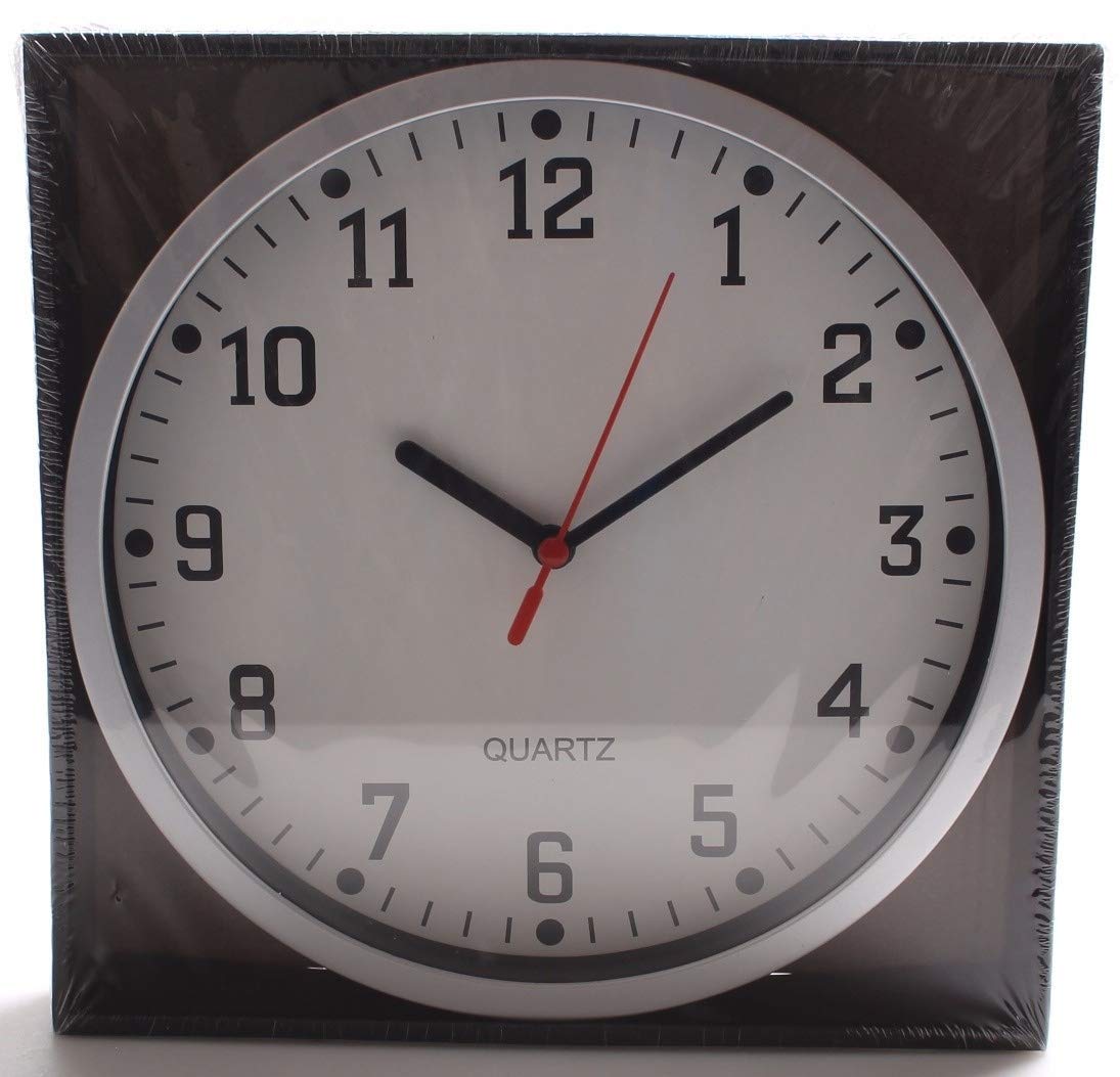 REAL ACCESSORIES® Large Silver Round Stylish Modern Wall Clock. Easy Readable Big Numbers. Ideal for Any Room in Home Dining Room Kitchen Office School Size : 23cm / 9"