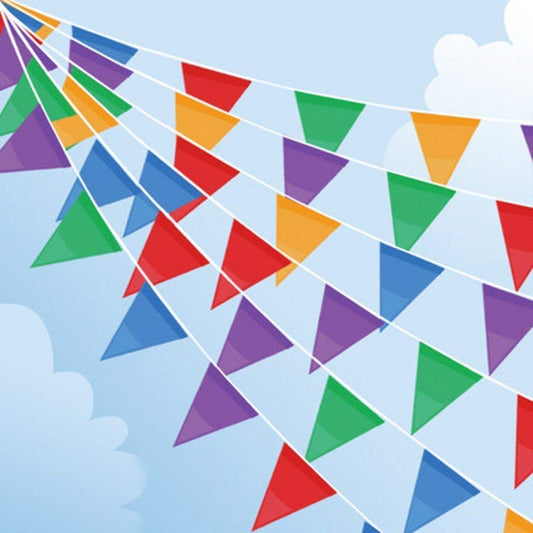 100M Bunting Banner, Multicolor Flag Banners with 200 pcs Triangle Flags, Nylon Fabric Bunting Banners for Birthday, Wedding, Outdoor, Indoor Activity, Party Decoration Red,yellow,blue,green,pink