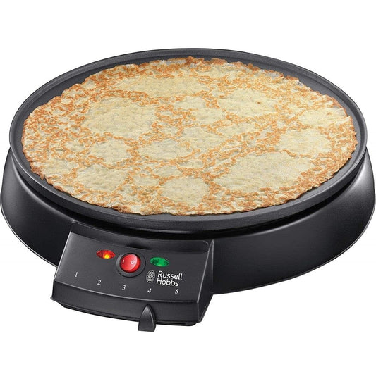 Russell Hobbs Electric Crepe & Pancake Maker - Large 30cm (12 inch) easy to clean Non-stick hotplate, Crepe making tools inc, Adjustable thermostat, Power on & temp indicator light, 1200W, 20920