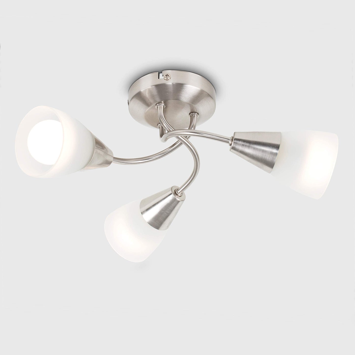 MiniSun Modern 3 Way Brushed Chrome Ceiling Light Fitting with Frosted Glass Shades Ricardo