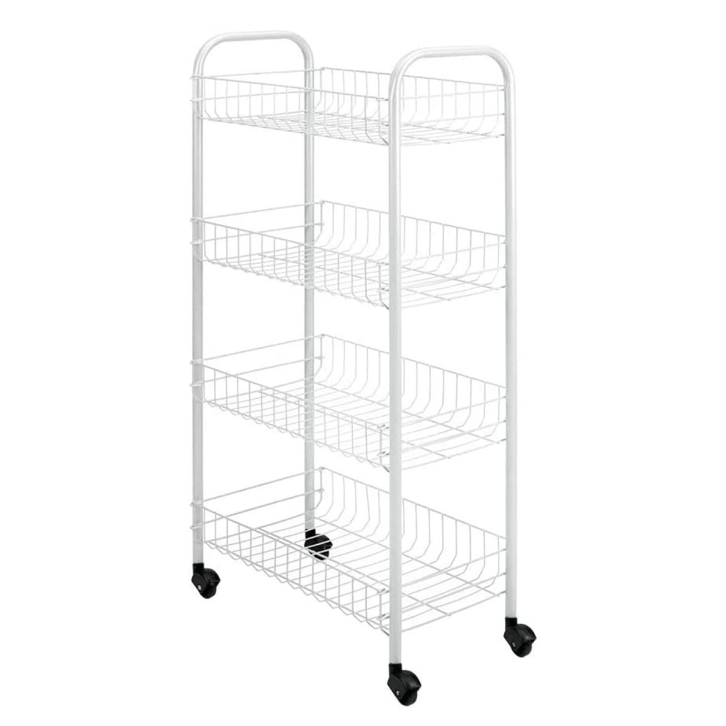 Metaltex Pisa 4-Tier Trolley with Wheels - Multipurpose Storage Cart for Home including Kitchen, Bathroom, Office and Garage – White, 41 x 23 x 84 Centimetres 41 x 23 x 84 cm