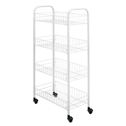 Metaltex Pisa 4-Tier Trolley with Wheels - Multipurpose Storage Cart for Home including Kitchen, Bathroom, Office and Garage – White, 41 x 23 x 84 Centimetres 41 x 23 x 84 cm