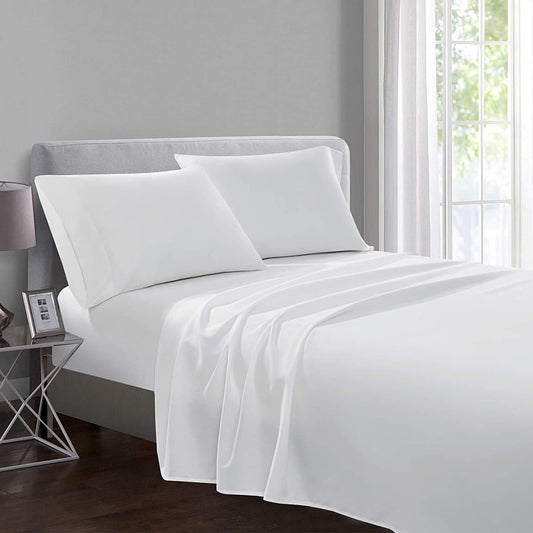 Yorkshire Bedding Flat Sheets Double 100% Egyptian Cotton Bed Sheet 200 Thread Count Breathable and Fade Resistant Hotel Quality White Sheets (225 cm x 275 cm) Double Size (225 cm x 275 cm)