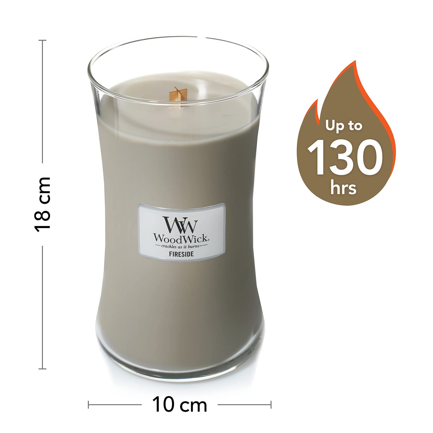 Woodwick Large Hourglass Scented Candle | Fireside | with Crackling Wick | Burn Time: Up to 130 Hours, Fireside