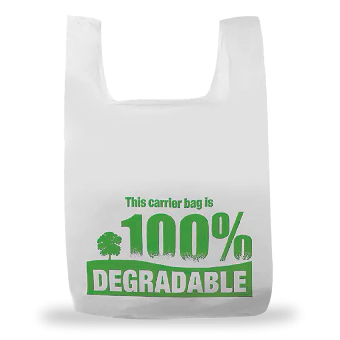 Sabco - White Vest Carrier Bags 100% Degradable - Jumbo 13 x 19 x 23" - Eco Friendly Plastic Bags - Sabco (500) 500