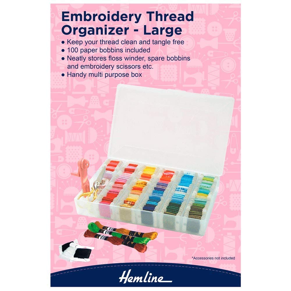 Hemline H3003.L | Plastic Large Embroidery Floss/Thread Box/Organiser