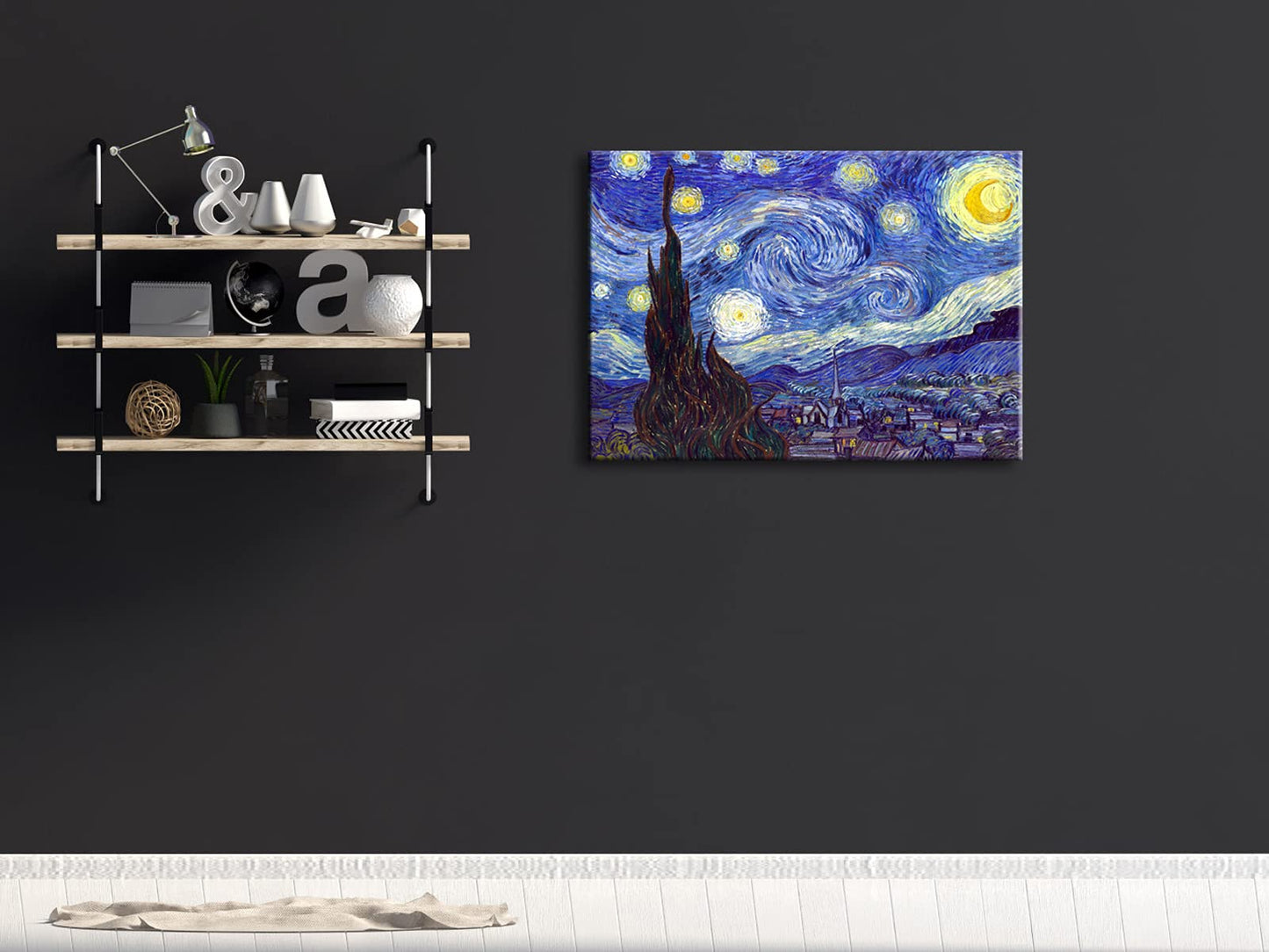 Wieco Art Starry Night Abstract Canvas Prints Wall Art of Van Gogh Famous Artwork Modern Gallery Wrapped Classic Sky Star Pictures Artwork for Living Room Home Office Decorations 28x20inch(70x50cm)