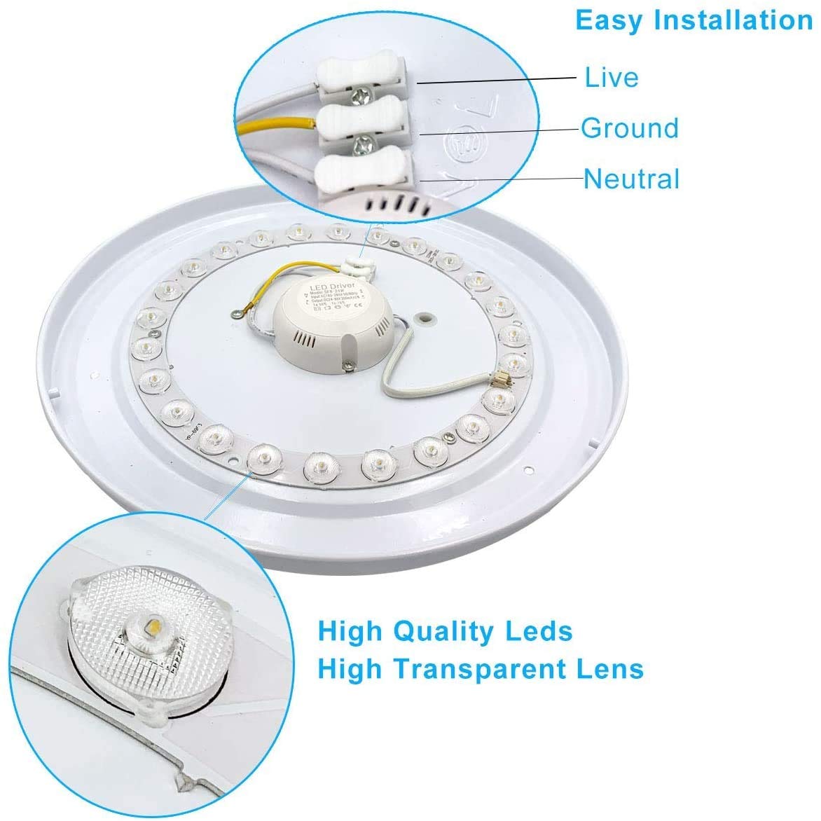 RAWNICE Bathroom Lights Ceiling,18W,26cm,4000K Nature White,1660ML,Fitting Indoor Lamp for Bathroom, Kitchen,Bedroom, Hallway, Corridor, Balcony, Living Room 17.0 Watts