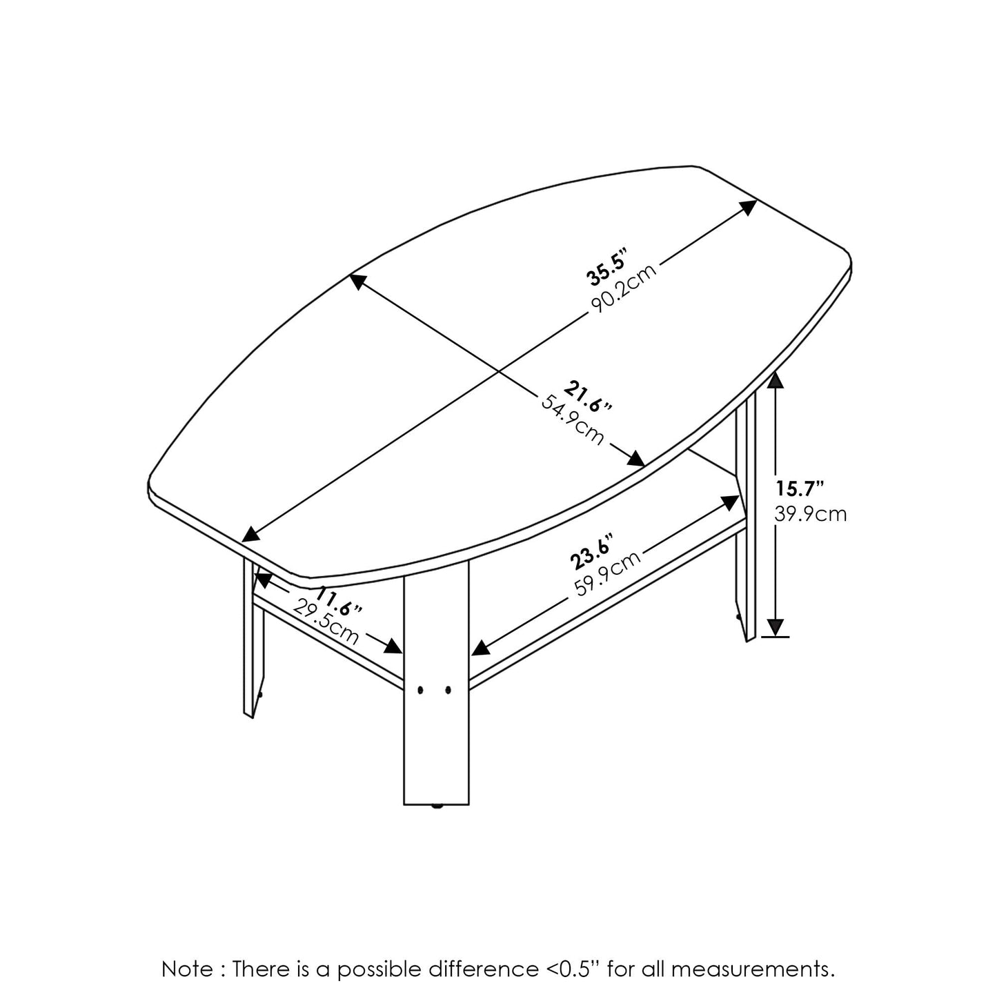 Furinno Simple Design Coffee Table, Side Table, French Oak/Black