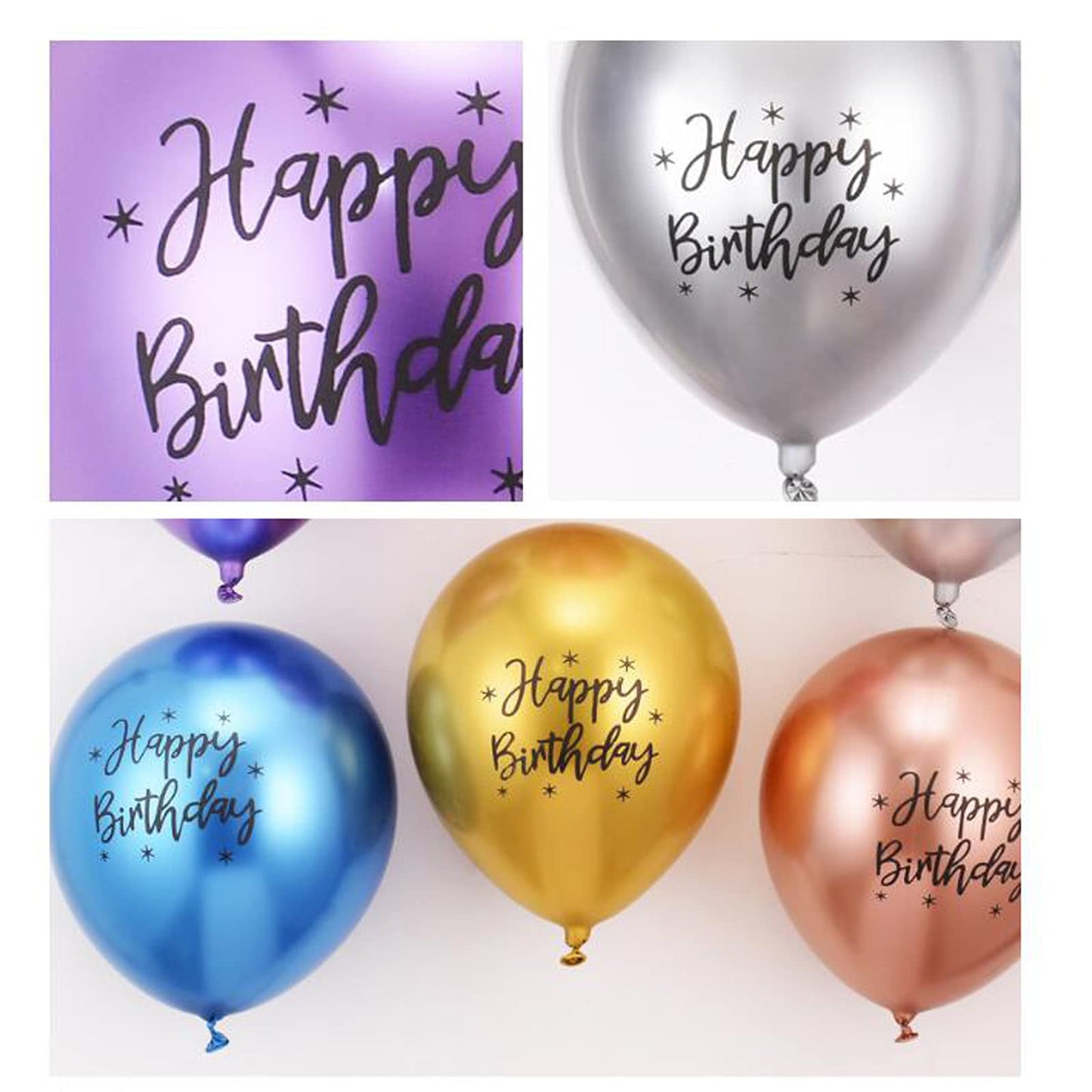 Happy Birthday Metallic Balloons,20 PCS 12 Inch Shiny Metallic Balloon Latex Balloon Happy Birthday Balloons 20pcs