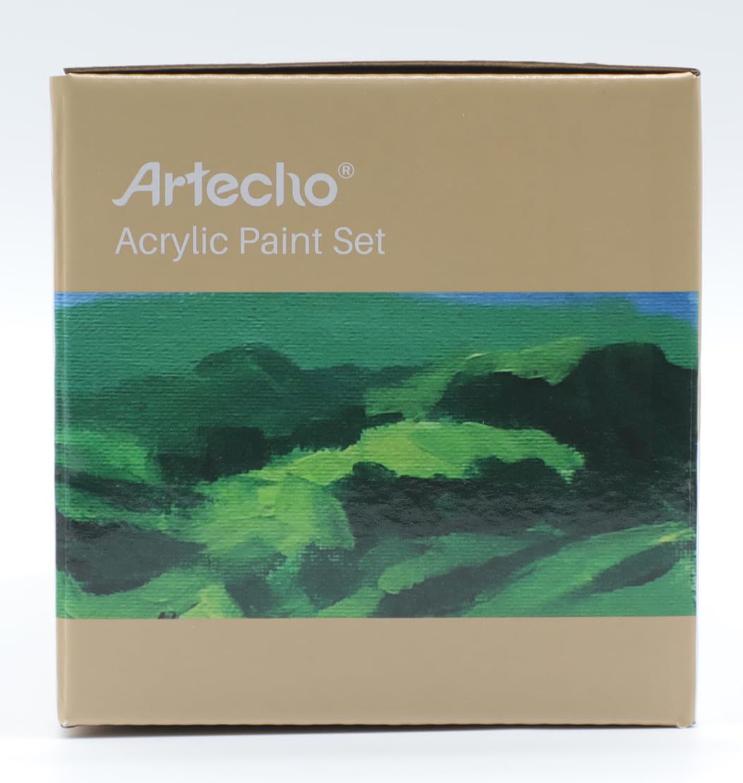 Artecho Acrylic Paint Acrylic Paint Set for Art, 18 Colors 2 Ounce/59ml Basic Acrylic Paint Supplies for Wood, Fabric, Crafts, Canvas, Leather&Stone 18 colours