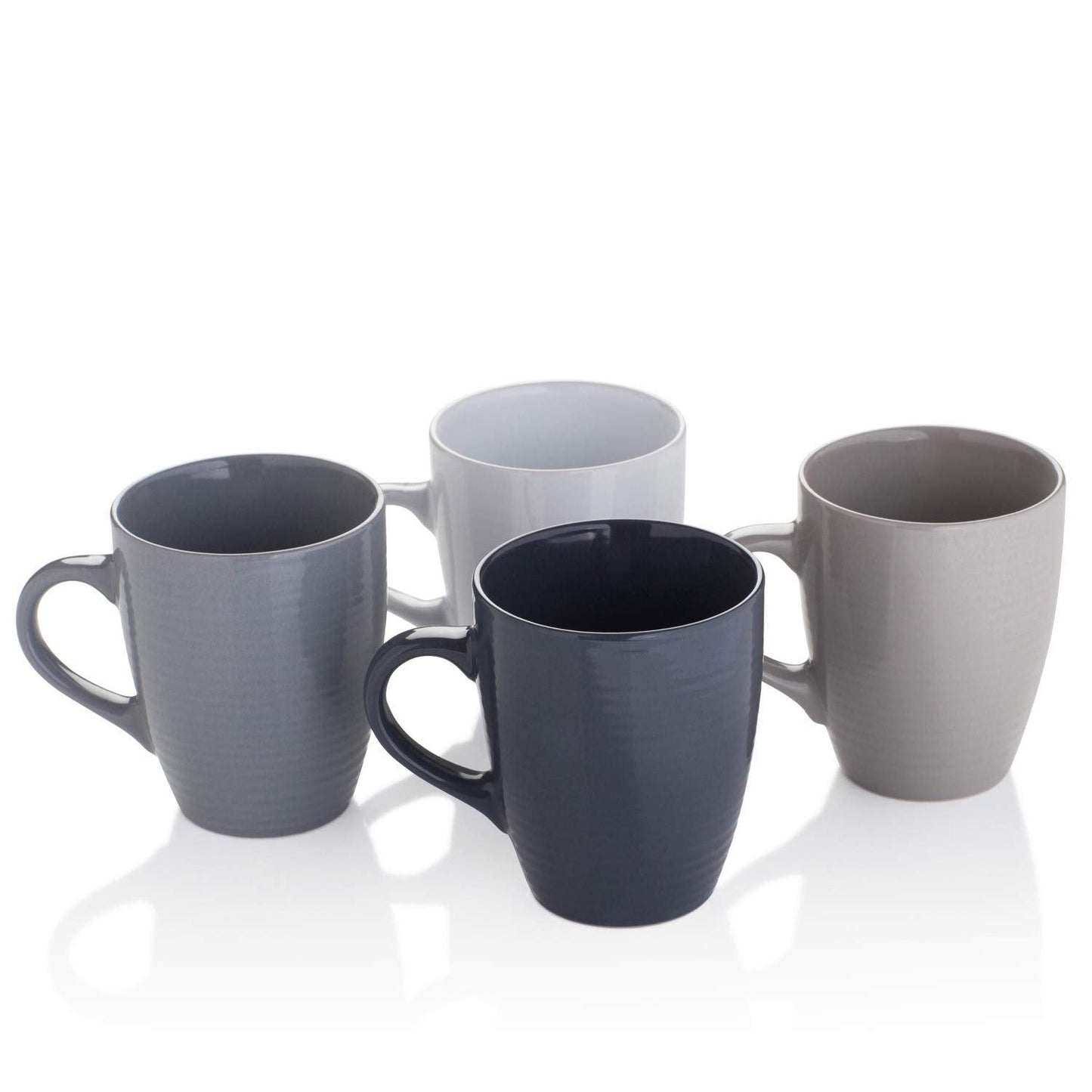 Sabichi Grey Mug Set of 4-13oz Capacity - Stoneware Mugs - 4 Different Grey Shades - Microwave & Dishwasher Safe