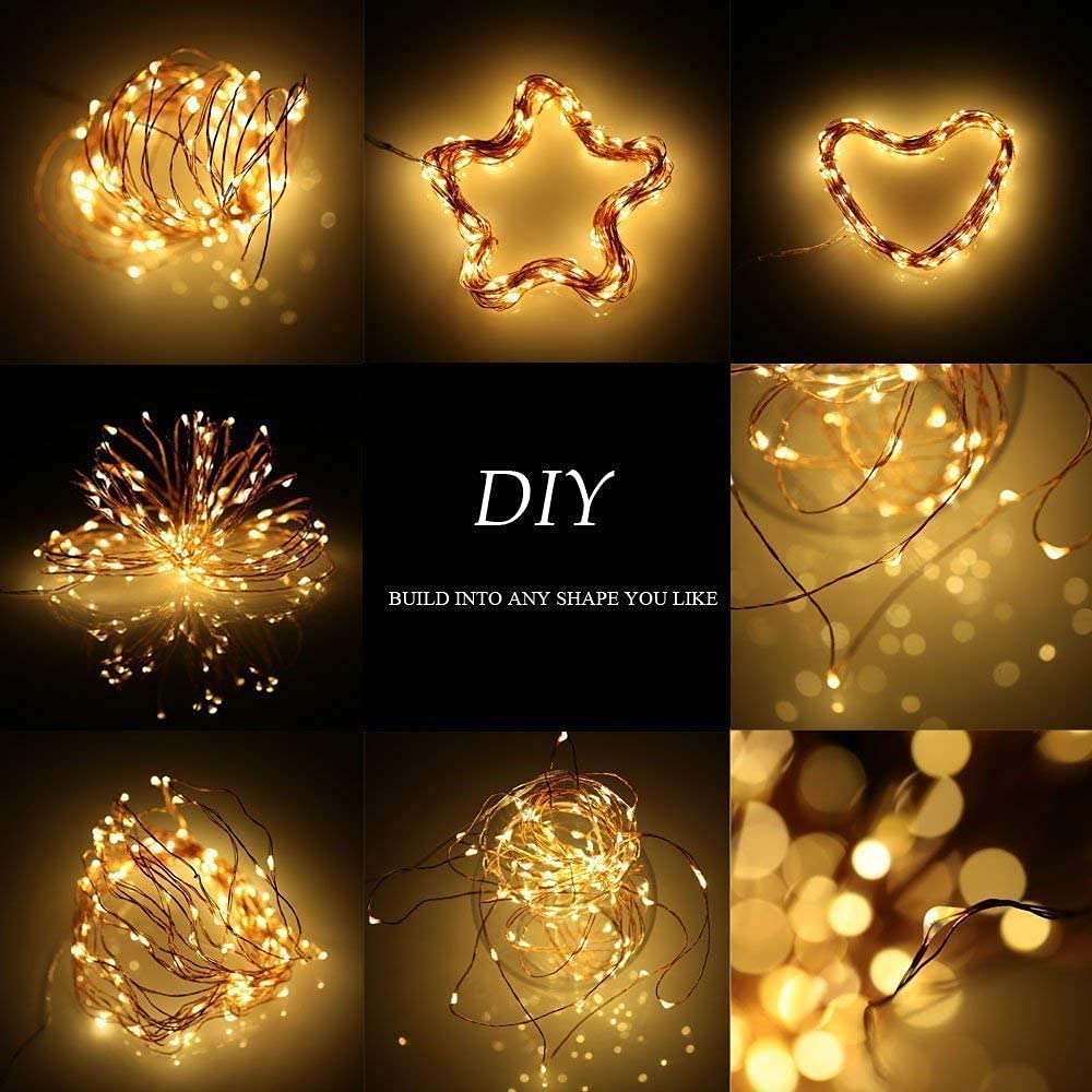 Fairy Lights for Bedroom, [2 Pack] Each 120LED 12M USB Plug in Fairy Lights With 40 Photo Clips,Copper Wire Waterproof Hanging Fairy Lights With Remote Timer,Party,Wedding,Birthday,Christmas Decor With Clip