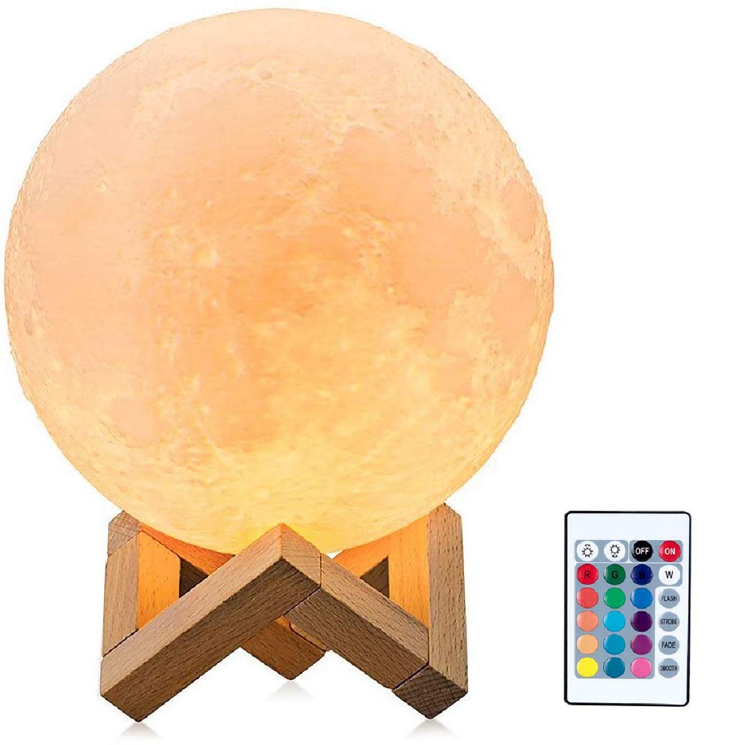 LED Moon Light with Remote Control,Dimmable 15cm 3D Print Moon Lamp LED 16 Colors Portable Night with Touch Control,USB Rechargeable + Built-in Battery