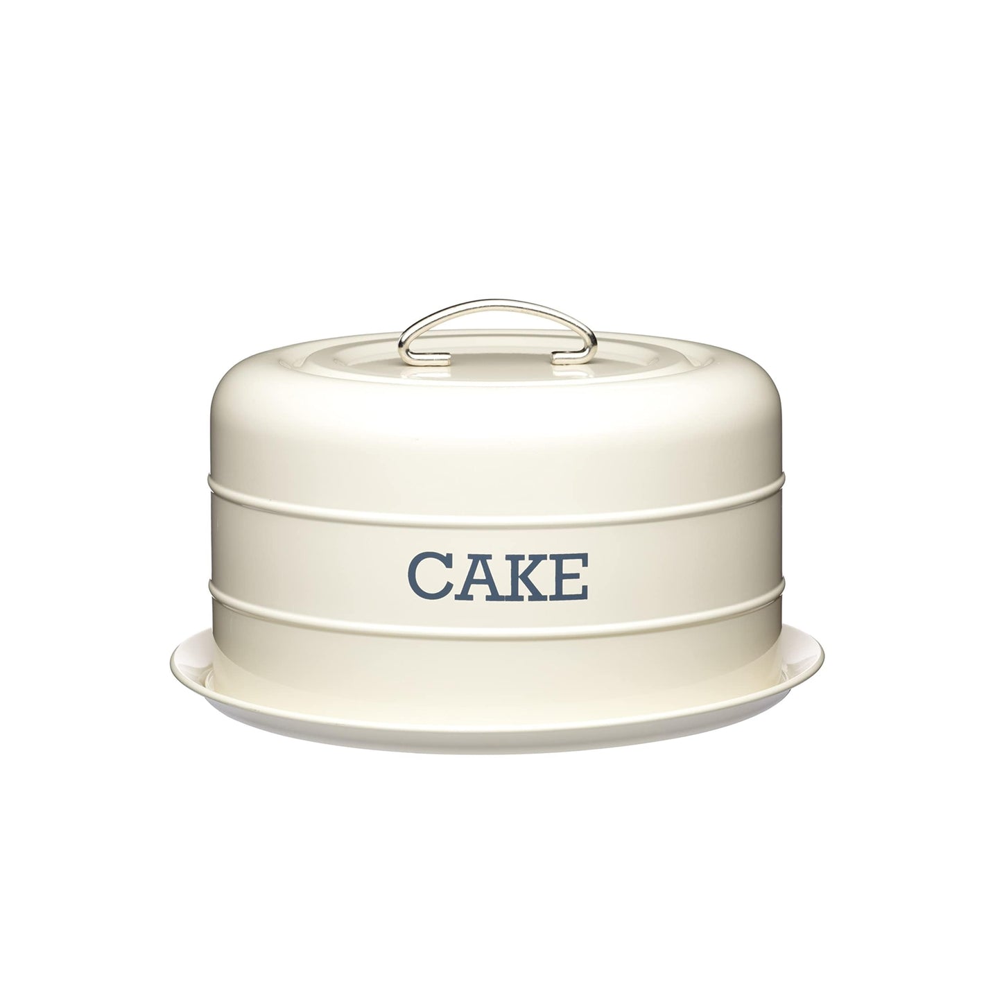 KitchenCraft Living Nostalgia Cake Tin Storage, Airtight Cake Storage Tin / Cake Dome, 28.5 x 18 cm, Antique Cream Single