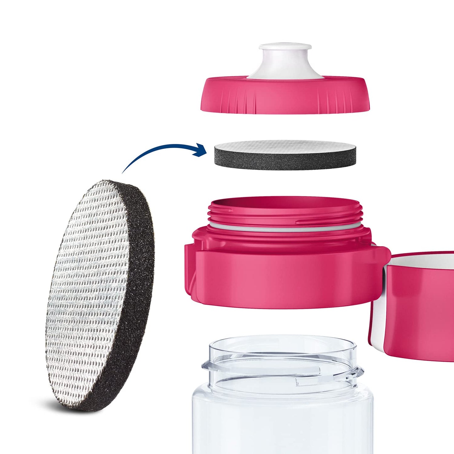 BRITA Water Filter Bottle, reduces chlorine and organic impurities, BPA free, Pink, 600ml