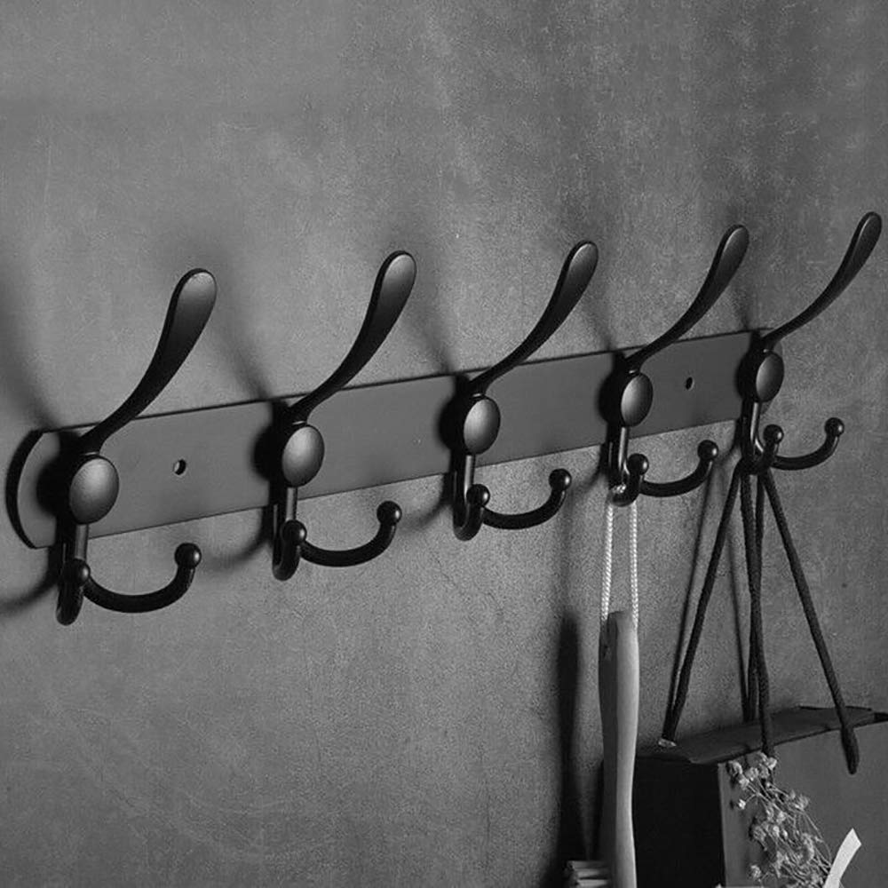 Encozy Coat Hooks, Coat Rack, Coat Hooks Wall Mounted, Stainless Steel Coat Hooks Rack, Coat Hook, Wall Coat Racks (Black 2PCS) Black