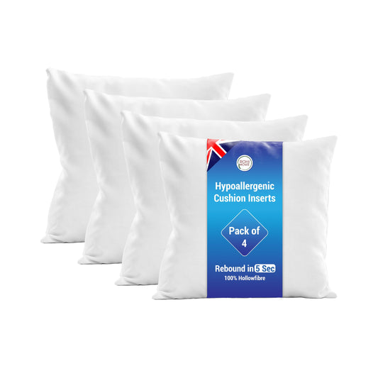 Rohi Set of 4 Hypoallergic Cushion pads 70cm x 70cm - White polyster square Cushions - Standard stuffer pack of Cushion inserts 70cm x 70cm (Pack of 4 | 28 x 28) 70x70 Cm