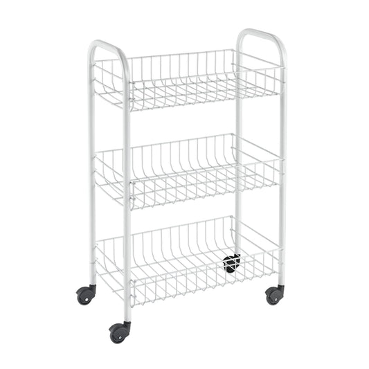 Metaltex Siena 3-Tier Trolley with Wheels - Multipurpose Storage Cart for Home including Kitchen, Bathroom, Office and Garage – White Metal, 400 grams 23 x 41 x 63 cm