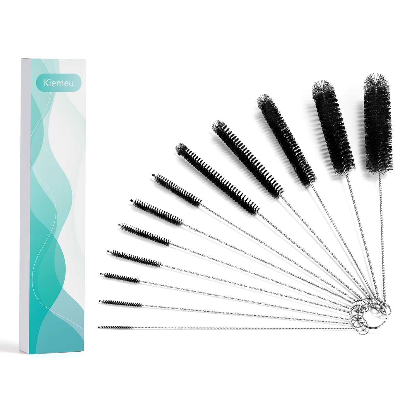 Kiemeu Bottle Brushes For Cleaning Small Pipe Cleaner Brush Small Brush For Cleaning,Reusable Straw Cleaner Brush,Black Black