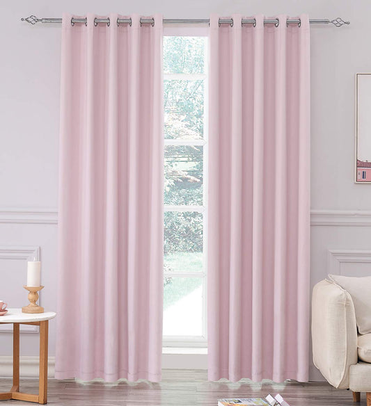 Super Soft Matt Satin 100% Thermal Blackout Blush Pink Eyelet Curtain Window Treatment Drapes 2 panels for Bedroom, Livingroom, Kids Nursery Room W46 x L72 inch 46x72