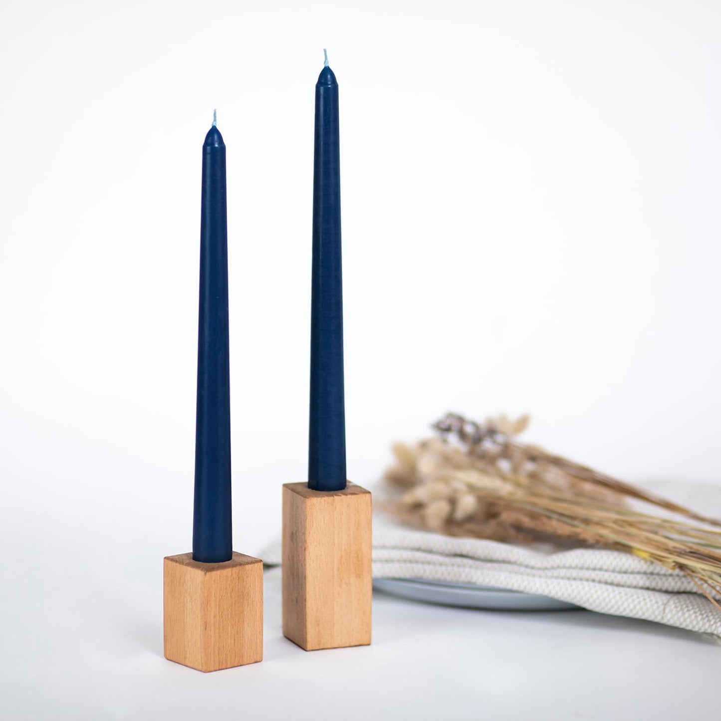 CANDWAX 25 cm Taper Candle Set of 12 - Dripless Tapered Candles Unscented Candle Sticks - Long Dinner Candles Long Burning - Dark Blue Candles 10 inch