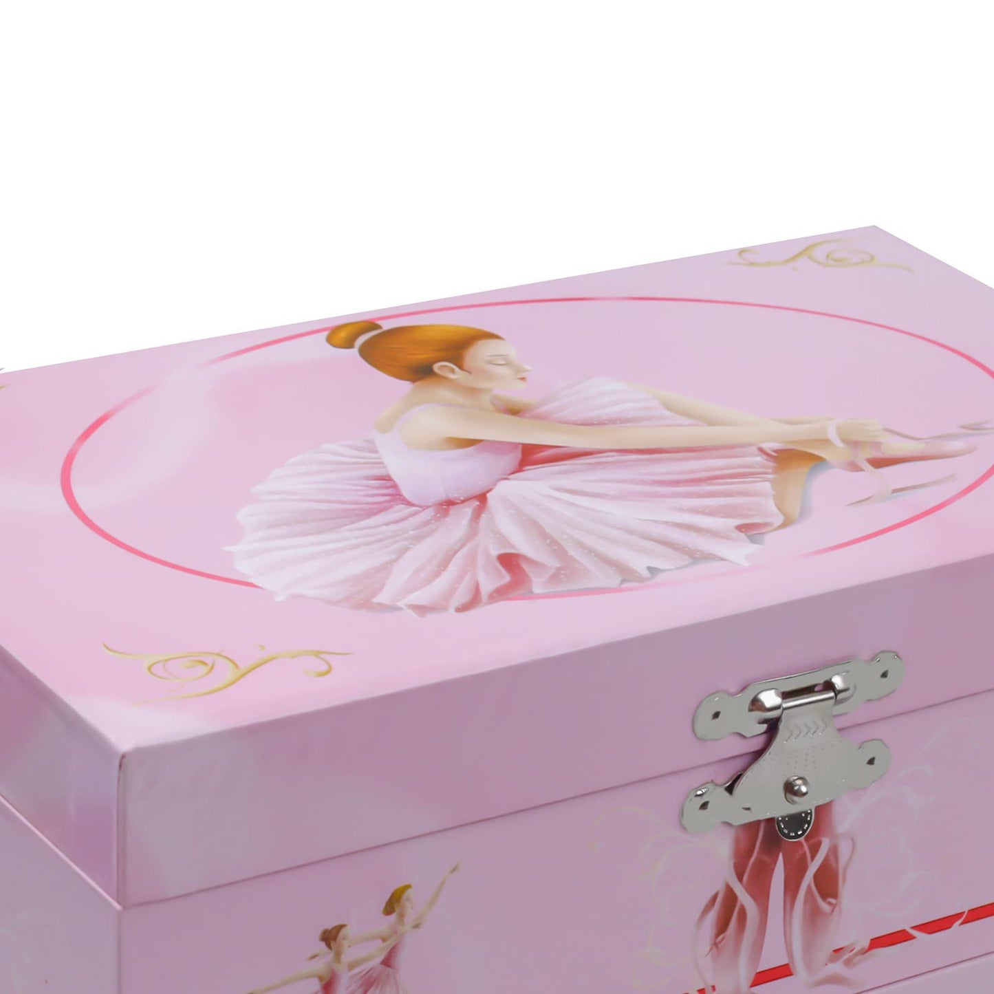 TAOPU Sweet Musical Jewelry Box with Pullout Drawer and Dancing Ballerina Girl Figurines Music Box Jewel Storage Case for Girls