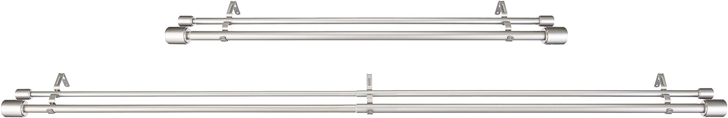 Amazon Basics 2,54 cm Double Curtain Rod with Cap Finials, 91.4 to 183 cm, Nickel Double Rod