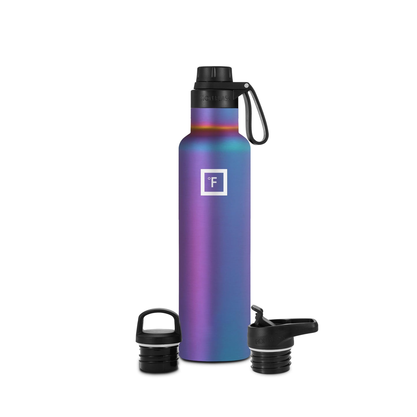 IRON °FLASK Sports Water Bottle - 24 Oz - 3 Lids (Narrow Spout Lid) Leak Proof, Durable Vacuum Insulated Stainless Steel - Hot & Cold Double Walled Insulated Thermos - Mothers Day Gifts Aurora