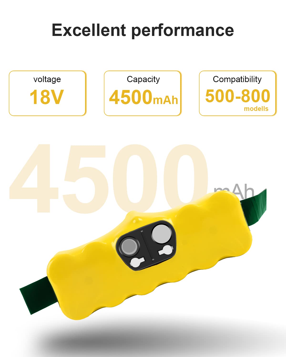 Bsioff Roomba 14.4V 4500mAh Ni-MH Replacement Vacuum Cleaner Batteries for iRobot Roomba 500 600 700 800