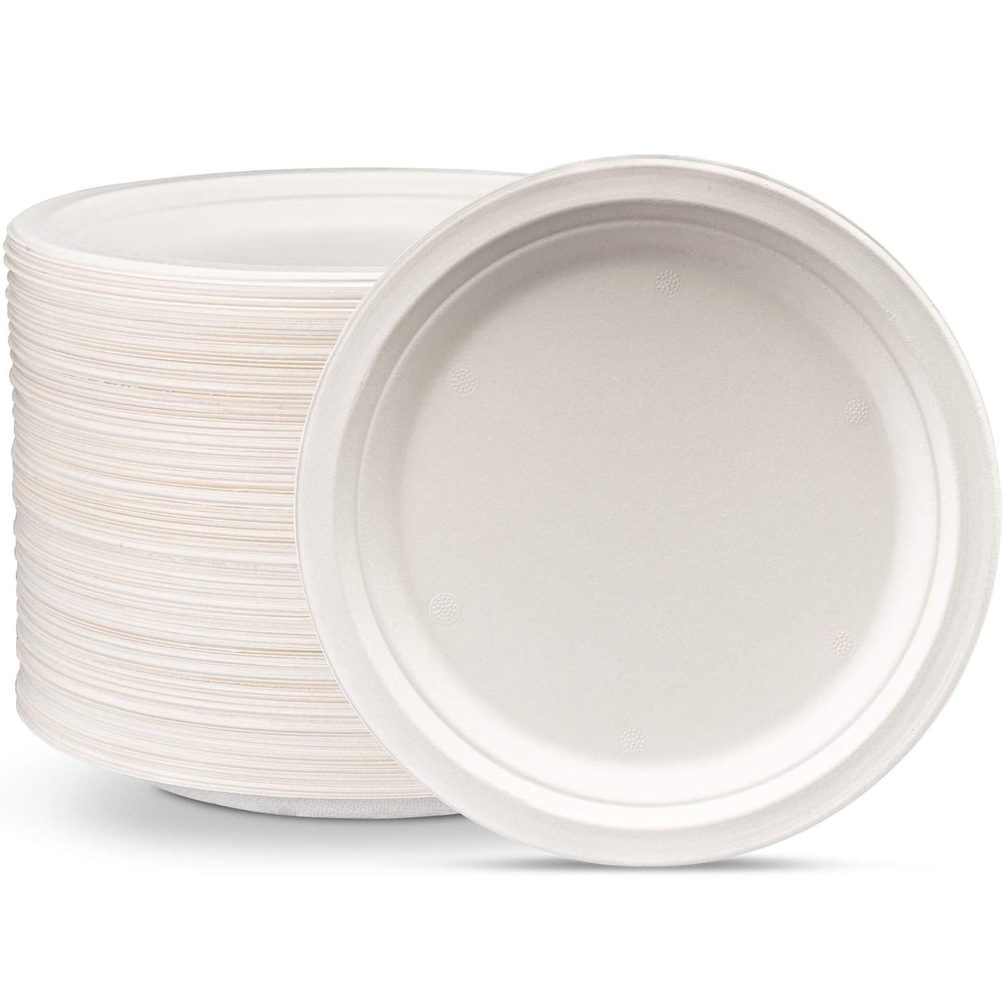 Comfy Package 100% Compostable 9 Inch Heavy-Duty Plates [125 Pack] Eco-Friendly Disposable Sugarcane Paper Plates