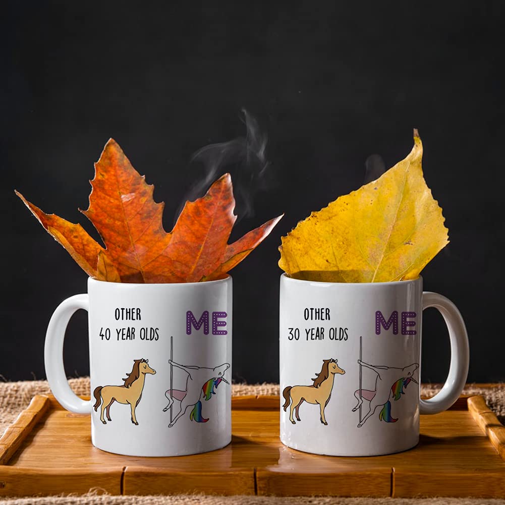 OMNIQI 40th Birthday Gifts for Women Men, 11 oz Novelty 40 Years Old Coffee Mug for Best Friend, Funny 40th Mug Birthday Decorations Forty Birthday Gift 40-unicorn