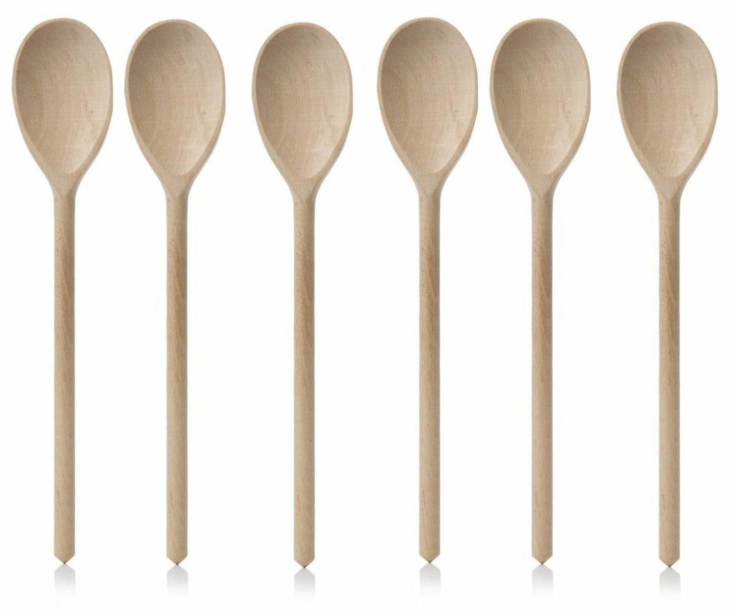 Set of 6 x 12" (300mm) Beechwood Wooden Spoon, Ideal for Baking, Decorating, Engraving Made in the EU. Tradeco direct®