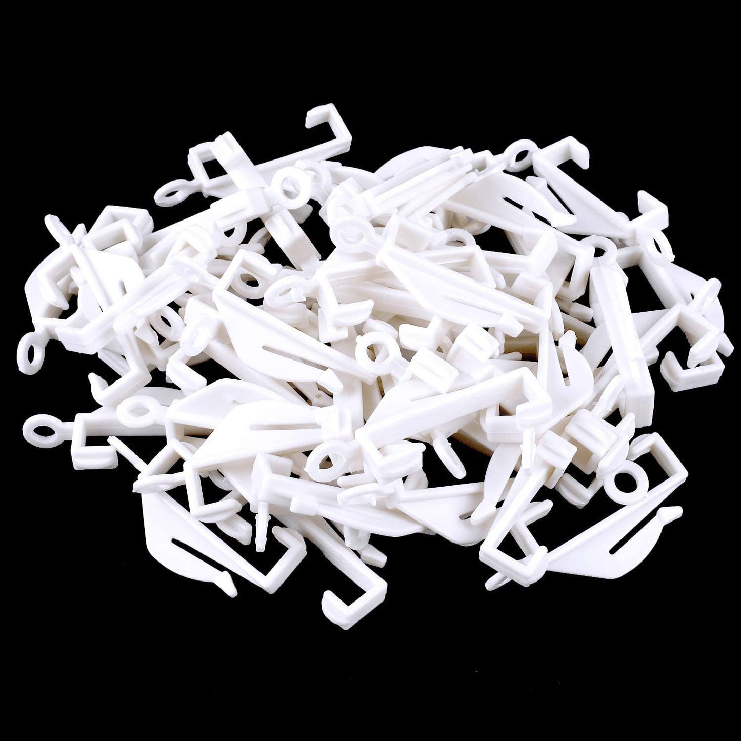 50pcs Curtain Hooks Plastic White, JUYOO Curtain Rail Glider, Curtain Track Glider, Curtains Hooks for Window Curtain, Door Curtain and Shower Curtain